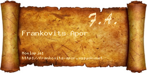 Frankovits Apor névjegykártya